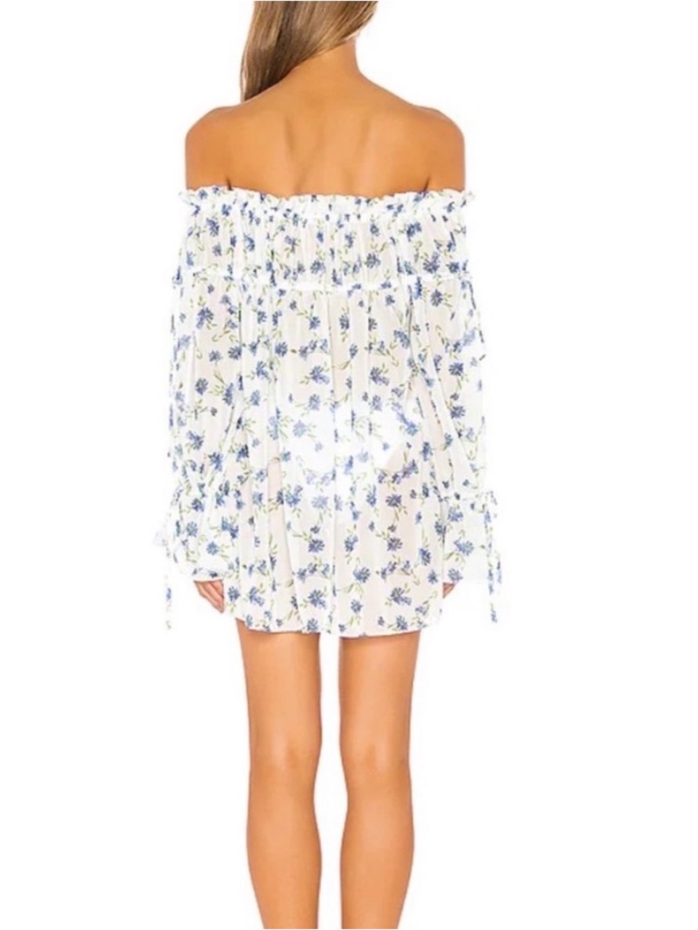 Tularosa Brogan White Mini Dress with Blue Floral Print S - Picture 4 of 13